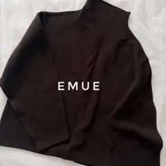 美品　emue エミュ　ウール混　ニットトップス　ブラウン　ハイネック