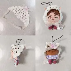 8cm ほわぬい 忍たま ナンジャ ぬい服 バブーシュカ（ピンク＋白