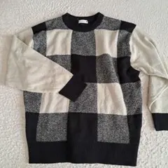 チェック柄ニットセーター