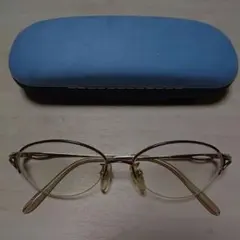 ゴールドメタルオーバル眼鏡 ケース付き