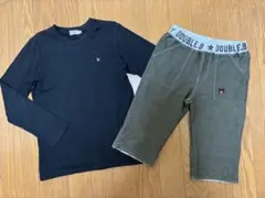 ミキハウス ダブルビー ロンT、柔らかハーフパンツ（130）