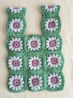 Handmade　花モチーフ グラニーバッグ かぎ針編み