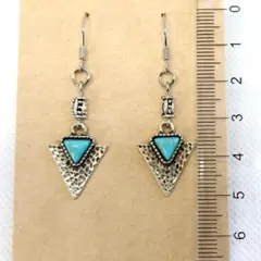 ターコイズ　フックピアス 　シルバー