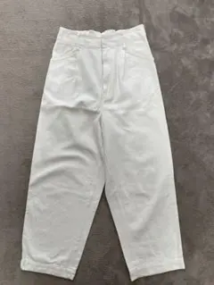 GLOBAL WORKホワイトワイドパンツ コットン混紡