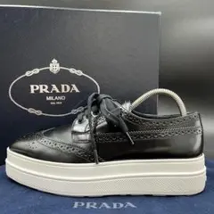 美品✨ プラダ 厚底 ウィングチップ レディース 23cm相当