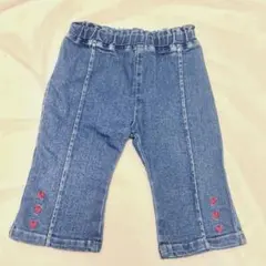 バースデイ Favon ハート刺繍 フレア 7分丈 デニムパンツ