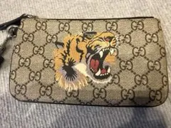 GUCCI GGスプリームキャンバス レザー ポーチ タイガー 即日発送