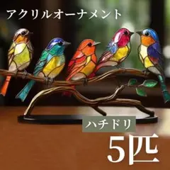 アクリル製ハチドリ5匹オブジェオーナメントインテリア置物小物雑貨バード