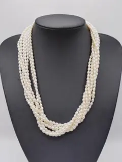 4-479 ライスパール　8連ネックレス　シルバー　925 約92g