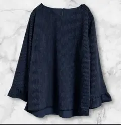 カエン　ネイビー ストライプ トップス　カットソー　長袖シャツ