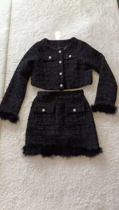 ブラックツイードセットアップ（ファー付き）