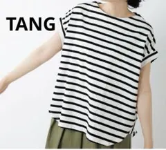 TANG 空紡糸天竺 コットン ボーダー プルオーバー　Tシャツ　オーバーサイズのサムネイル