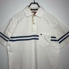 トミーヒルフィガー　ポロシャツ　サイズS　ポケット　90s　フラッグロゴ　古着