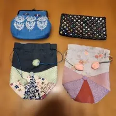 手作り小物入れ4種。