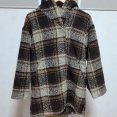 studio CLIP チェック柄フード付きコート