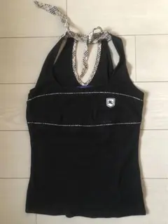 バーバリーブルーレーベル　タンクトップ　リボン　黒　中古