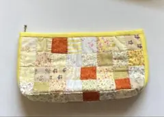 ハンドメイド、パッチワークポーチ 、イエロー