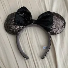 ミニーマウス耳カチューシャ 黒 スパンコール