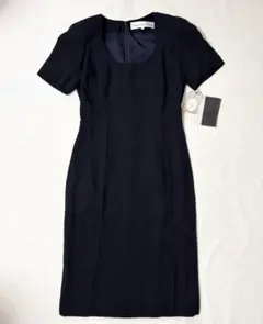 美品✨クリスチャンディオール・膝丈ワンピース 9 裏地付き ダークネイビー系のサムネイル