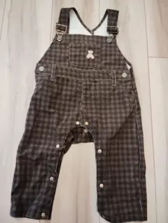 ブラウンチェック コーデュロイオーバーオール 70-80