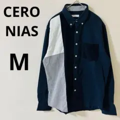 セロニアス　長袖シャツ　パッチワークデザイン　【M】　コーデュロイポケット　綿混