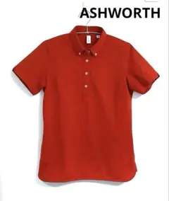ASHWORTH 半袖 ポロシャツ 朱赤系 S (M寄り) 美品 ボタンダウンのサムネイル