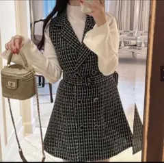 GRL ベルト付き ツイードミニワンピース