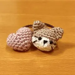 あみぐるみ⭐︎ヘアゴム　ねこちゃん＆ハート2個セット