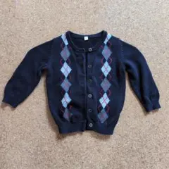 無印良品　80　アーガイル柄カーディガン　ネイビー