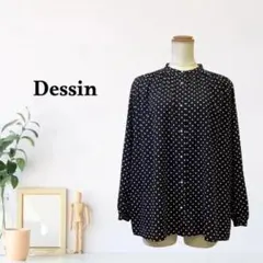 zG1699【L】Dessin シャツ/ブラウス 長袖 ドット柄 前開き レトロのサムネイル