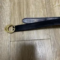 GUCCI グッチブラックレザー Gロゴバックル ベルト
