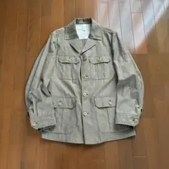 【美品】COMMUTECHリネンウール薄手サファリジャケットMメンズ古着ベージュのサムネイル