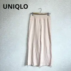 UNIQLO ユニクロ コットンプリーツストレートパンツ ウエストゴム ピンクM