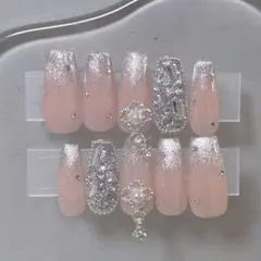 ラメグラデーション×埋めつくしネイルチップ✧*。韓国/ワンホン/ギャル