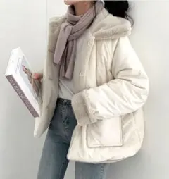 【BEIDELLI】ファー 無地 リバーシブル ダウンジャケット・コート