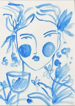 アートポスター風ドローイングA4水彩アクリル絵画原画抽象画
