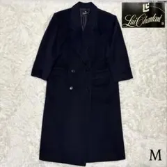 【Lui Chantant】ウール85% マキシ丈ダブルチェスターコート 濃紺Mのサムネイル