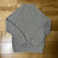 無印用品　グレー ハイネック リブ編みセーター