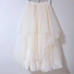 【美品】Acka エーシーケーエー　ボリューム　ティアードチュールスカート　白