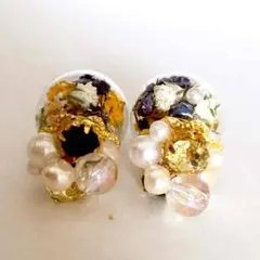 ガラスドームピアス stm様専用 かすみ草 オーダーメイド