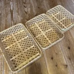竹細工　カゴ　重なる3点セット
