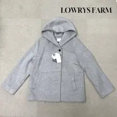 ★新品★ LOWRYS FARM メリノフードショートコート　グレー　Lサイズ