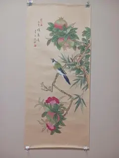 掛け軸 花鳥画 菊に小鳥 日本画 - メルカリ