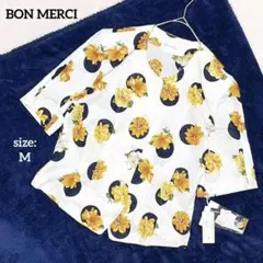 【新品タグ付】 ブラウス 五分袖 花柄 上品 レトロ 総柄 綺麗め 春夏