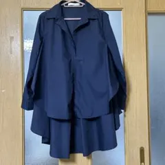 Bou Jeloud ネイビー フレア シャツ ブラウス ★まとめ買い割引OK