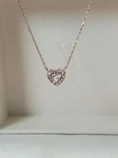 ヴァンドーム青山 18金 PG ハート型 ダイヤモンド ネックレス 一粒ダイヤ