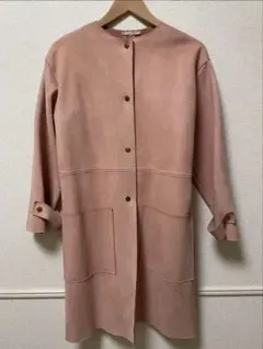 ZARA ザラ　フェイクスエードノーカラーコート ジャケット　Sサイズ　ピンク