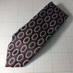 ポリエステル100% 円形模様 ネクタイ ネイビー 中古品