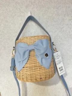 タグ付き！kate spade 水色リボンかごバッグ