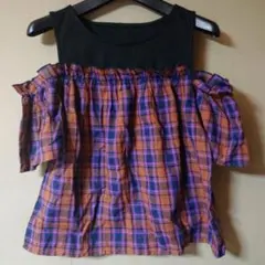 夢展望オフショルチェックトップスのサムネイル